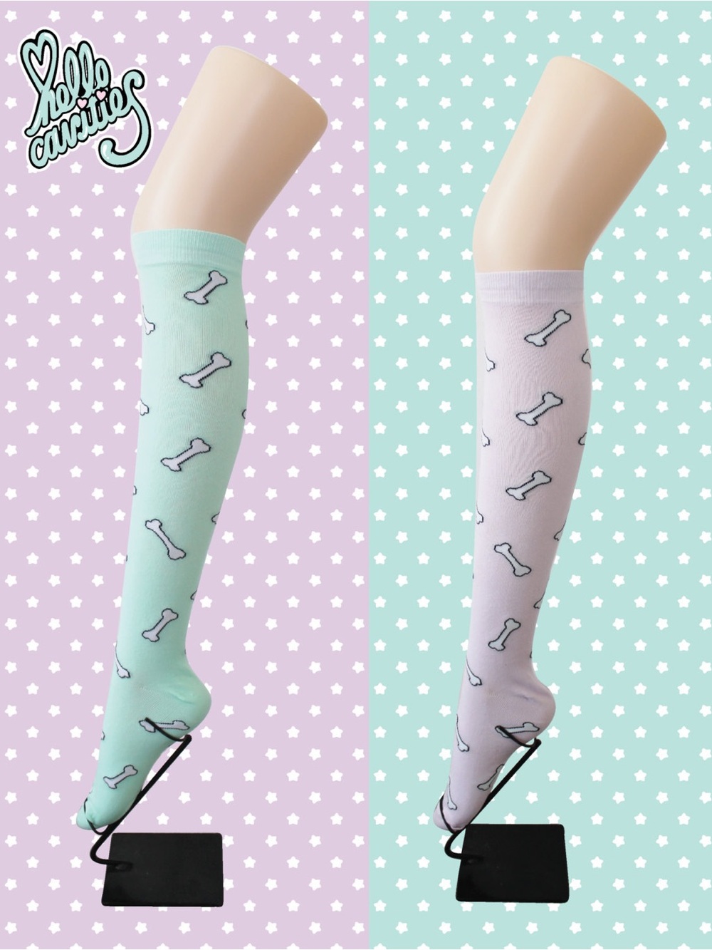 Hello Cavities Bubble Bone Socks Ankle Version- Playful Bone Pattern Pink
